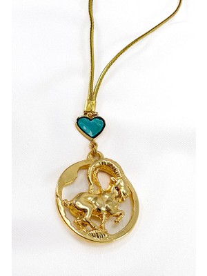 Biuti El Yapımı Cam Nazar Boncuğu Gold Rengi Koç Burcu Araba Dikiz Ayna Süsü, Koç Burcu Araba Hediyesi