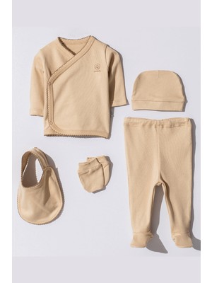 Liaboo Organik Pamuk Süs Dikişli Hastane Çıkışı Kahve