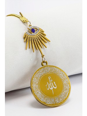 Biuti Zirkon Taşlı Göz Figürlü Ayetel Kürsi Allah Lafzı Felak Nas Ihlas Komple Çelik Araba Ayna Süsü