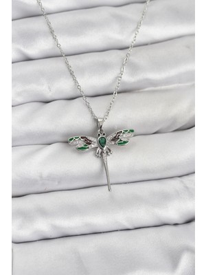 Prativas 316L Çelik Zincir Gümüş Renk Yusufçuk Model Zirkon Taşlı Kadın Kolye - PRT3500EB10142