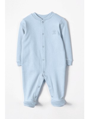 Liaboo Organik Pamuk Patikli  Bebek Tulumu Mavi 3-6 Ay