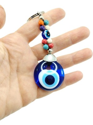 Biuti Boncuklu Nazar Boncuğu Anahtarlık El Yapımı Cam Hediyelik Aksesuar