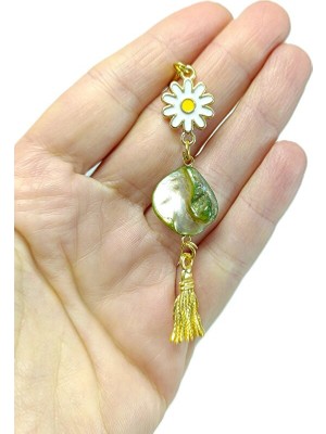 Biuti Papatya Yeşil Sedef Boncuğu Araba Dikiz Ayna Süsü, Özel Tasarım Yeni Araba Hediyesi