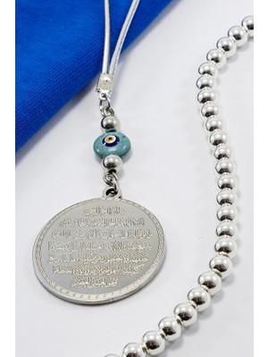 Biuti El Yapımı Mineli Cam Nazarlı Ayetel Kürsi Nazar Ayeti Araba Dikiz Ayna Süsü