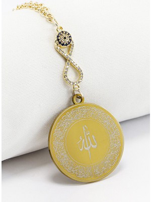 Biuti Zirkon Taşlı Sonsuzluk Aksesuarlı Allah Lafzı Ayetel Kürsi Felak Nas Ihlas Dikiz Ayna Süsü (3,5)