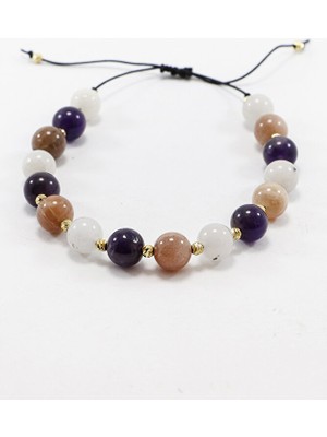 Biuti Asansörlü Ayarlanabilir Doğal Taşlı Bileklik Taşlar; Güneş Taşı, Lal Taşı, Ay Taşı