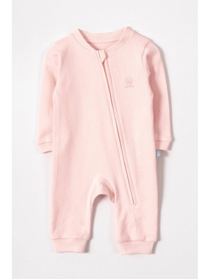 Liaboo Organik Pamuk Fermuarlı Bebek Tulumu Pembe 6-9 Ay
