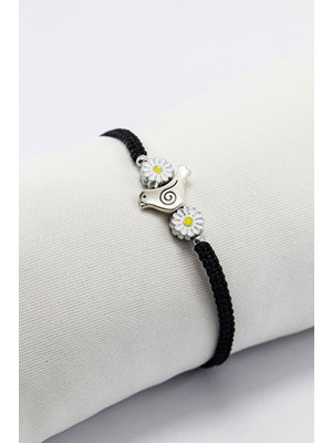 Biuti Metal Gümüş Renkli Kuş ve Papatyalar Ayarlanabilir Asansörlü Bileklik