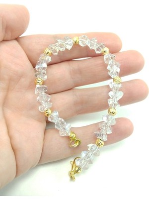 Biuti Cam  Kristal Boncugu ve Altın Kaplama Boncuklu Bileklik