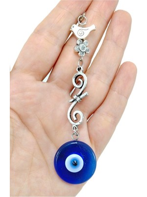 Biuti Iki Taraflı Nazar Boncuğu Araba Dikiz Ayna Süsü Metal Fiyonk Kuş Çiçek El Yapımı Lüks Hediyelik