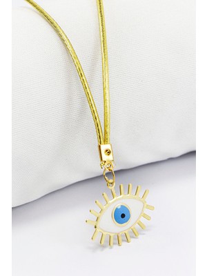 Biuti Beyaz Mineli Kirpikli Göz Figürlü Araba Dikiz Ayna Süsü, Yeni Araba Süsü