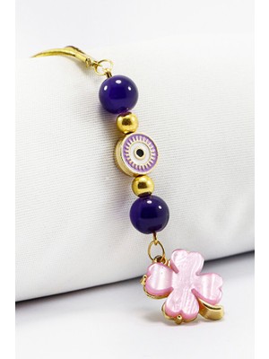 Biuti Lacivert Boncuklu Sedefli Dört Yapraklı Yonca Araba Dikiz Ayna Süsü Tarz Yeni Araba Hediyesi