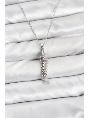 Prativas 316L Çelik Zincir Gümüş Renk Balık Model Zirkon Taşlı Kadın Kolye - PRT3500EB10194