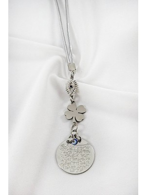 Biuti Göz Figürlü Dört Yapraklı Yonca Metal Ayetel Kürsi Araba Dikiz Ayna Süsü