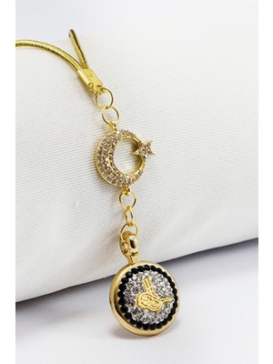 Biuti Parlak Taşlı Ay Yıldızlı Osmanlı Tuğrası Figürlü Araba Dikiz Ayna Süsü