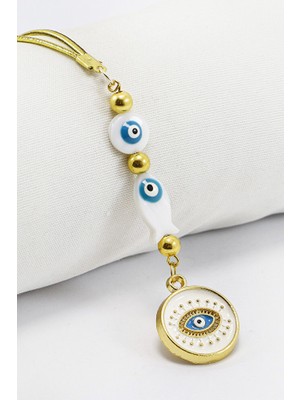 Biuti Sedefli Nazar Göz Figürlü Araç Dikiz Ayna Süsü, Hediyelik Araba Hediyesi