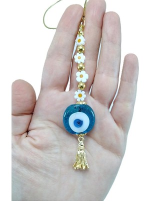 Biuti Dikiz Ayna Süsü, Turkuaz Danagözü Nazar  Boncuğu Sedef Papatyalar Yeni Araba Hediyesi