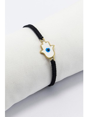 Biuti Mineli Metal Beyaz Hamse Fatma Ana Eli Nazar Boncuğu Ayarlanabilir Asansörlü Bileklik