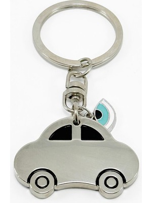 Biuti Çelik Araba Anahtarlık Nazar Boncuklu / Hediyelik Anahtarlık