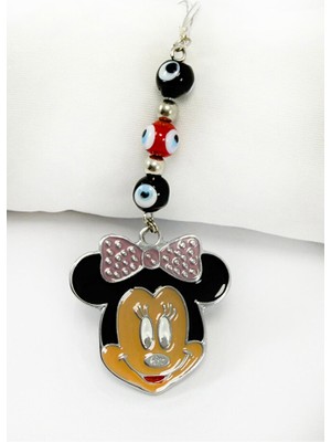 Biuti El Yapımı Cam Nazar Boncuklu Mini Fare Figürlü Araba Dikiz Ayna Süsü