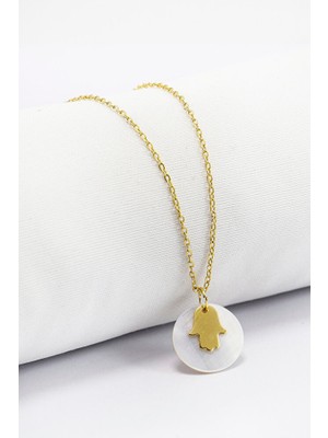 Biuti Boncuk Metal Hamse Eli Bijuteri Kolye, Fatma Ana Eli Hediyelik Kolye