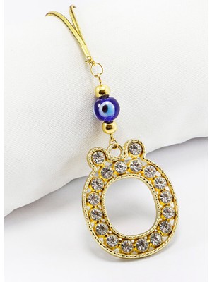 Biuti Gold Renkli Parlak Taşlı Ö Harfi Araba Dikiz Ayna Süsü, Yeni Harfli Araba Hediyesi