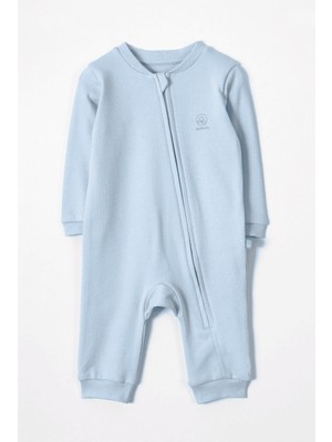 Liaboo Organik Pamuk Fermuarlı Bebek Tulumu Mavi 6-9 Ay