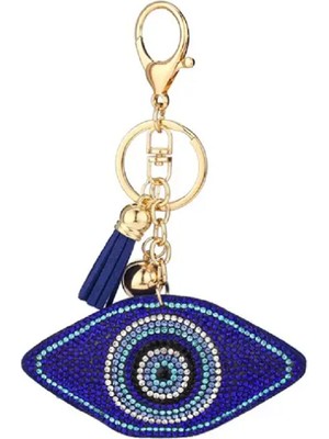 TrendyChic Göz Şeklinde Taşlı Nazar Boncuğu Çanta Süsü Charm Anahtarlık