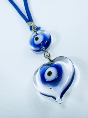 Biuti Kalpli Saydam Nazar Boncuğu Araba Dikiz Ayna Süsü, El Yapımı Cam Araba Hediyesi