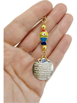 Biuti Gold Renkli Metal Ayetel Kürsi Araba Dikiz Ayna Süsü, Yeni Araba Hediyesi