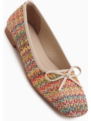 Limoya Fridah Renkli Fiyonk Detaylı Küt Burun Kadın Babet