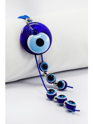 Biuti Lacivert El Yapımı Cam Nazar Boncuklu Salkım Araba Dikiz Ayna Süsü, Yeni Araba Hediyesi