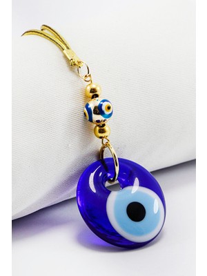 Biuti Mineli Nazar El Yapımı Cam Nazar Boncuklu Araba Dikiz Ayna Süsü, Yeni Araba Hediyesi