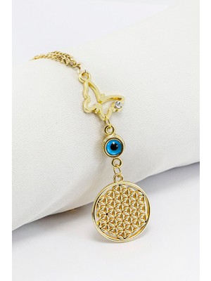 Biuti Gold Renkli Parlak Taşlı Kelebek Lotus Çiçekli Araba Dikiz Ayna Süsü, Yeni Araba Hediyesi