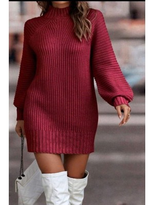 Uzun Kollu Balıkçı Yaka Triko Elbise