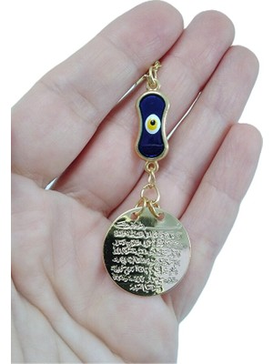 Biuti Metal Uzun Nazar Boncuğu Araba Dikiz Ayna Süsü Metal Ayetel Kürsi, Gold Renkli Yeni Araba Hediyesi