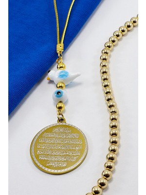 Biuti El Yapımı Cam Sevimli Kuş Ayetel Kürsi, Nazar Ayeti Araba Dikiz Ayna Süsü, Yeni Araba Hediyesi