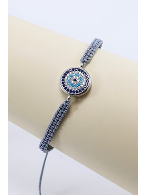 Biuti Füme Renkli Asansörlü Zirkon Taşlı Nazar Bileklik, Hediyelik Bileklik