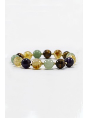 Biuti Doğal Taşlı Lastikli Bileklik Taşlar;aventurin, Ametist, Kaplan Gözü, Sitrin