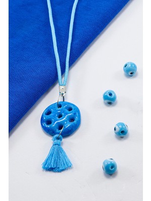 Biuti Turkuaz Renkli Püsküllü Yedi Delikli Süryani Nazarı Araba Dikiz Ayna Süsü, Yeni Araba Hediyesi