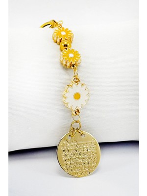 Biuti Papatyalı Metal Ayetel Kürsi Dualı Araba Dikiz Ayna Süsü, Yeni Araba Hediyesi