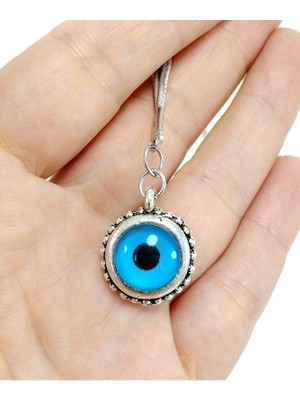 Biuti Küçük Metal Çerçeveli Çift Taraflı Nazar Boncuğu Araba Dikiz Ayna Süsü Minimalist Hediyelik Aksesuar