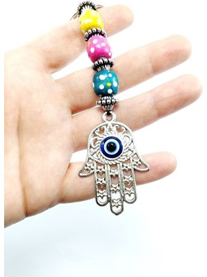 Ennea Art Nazar Boncuğu Anahtarlık Fatıma Eli/hamse / Araba Dikiz Ayna Süsü Hediyelik Aksesuar