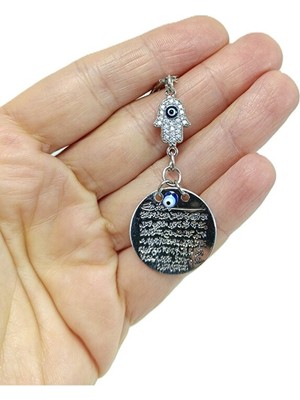 Biuti Metal Ayetel Kürsi Taşlı Nazarlı Hamse Eli Fatma Ana Araba Dikiz Ayna Süsü,  Yeni Araba Hediyesi