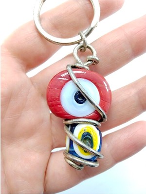 Ennea Art Kırmızı Nazar Boncuğu Anahtarlık /araba Dikiz Ayna Süsü Hediyelik Aksesuar
