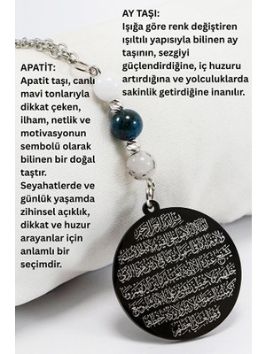 Biuti Siyah Çelik Ayetel Kürsi Dört Kul Araba Dikiz Ayna Süsü, Doğal Taşlar: Ay Taşı, Apatit