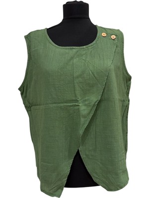 Phuti Asimetrik Kesim Ahşap Düğme Detaylı Bluz