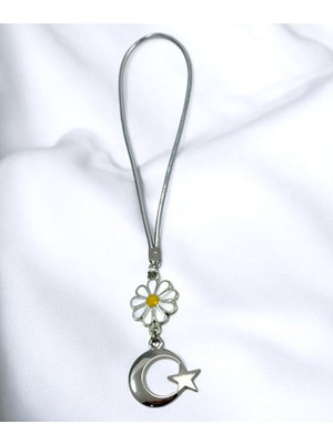 Biuti Papatya Detaylı Ay Yıldız Araba Dikiz Ayna Süsü, Lüks Yeni Araba Hediyesi