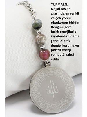 Biuti Gri Çelik Ayetel Kürsi Felak Nas Ihlas Araba Dikiz Ayna Süsü, Doğal Taşlar: Turmalin