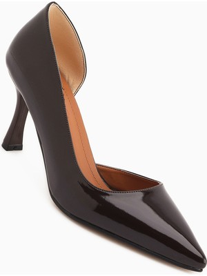 Limoya Flory Kahve Rugan Kadın Topuklu Ayakkabı Stiletto